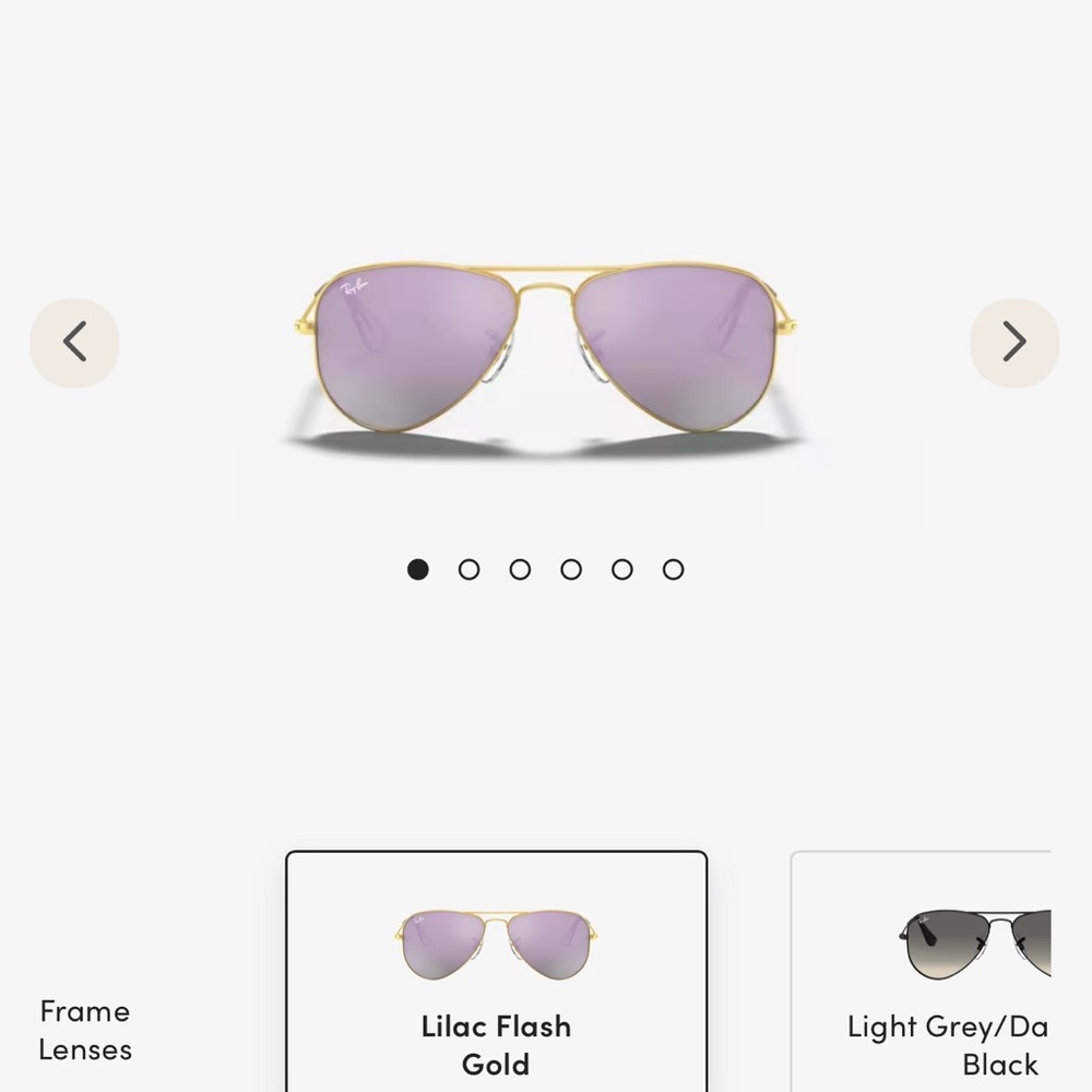 Ray-Ban Gold Aviator Sunglasses with Lilac Lenses